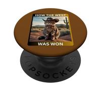 Cowboy Kitty How The West Was Funny Western Cat Tee PopSockets PopGrip Adhesivo