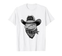 Cowboy Lagarto Lengua Azul Vintage Western Camiseta gráfica económica, Hombre, Blanco, M