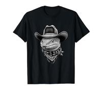 Cowboy Lagarto Lengua Azul Vintage Western Camiseta gráfica económica, Hombre, Negro, M