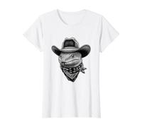 Cowboy Lagarto Lengua Azul Vintage Western Camiseta gráfica económica, Mujer, Blanco, M