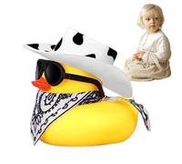 Cowboy Rubber Duck |Squeaky Duck for Ducking- Yellow Ďuck Decoration Dashboard with Sun Hat- Bath Toy Tiny Đuck | Birthdays, Bath Time,D́uck with Sunglasses Paisley Bandanas Necklace