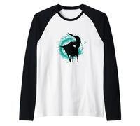 Cowboy se Cae del Toro en el Rodeo Camiseta Manga Raglan