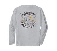 Cowboy Take Me Away Funny Cowgirl Country Western Cow Skull Manga Larga