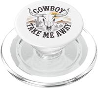 Cowboy Take Me Away Funny Cowgirl Country Western Cow Skull PopSockets PopGrip para MagSafe