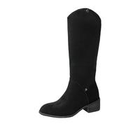 Cowboystiefel Damen Botas Altas de Ante con tacón Plano, cómodas, Informales, Elegantes y versátiles para Mujer. (39)