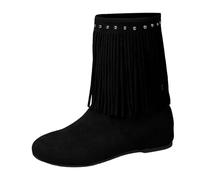 Cowboystiefel Damen Women's Fashion Simple Suede Boots Round Toe Thin Mid Calf Boots con Built In Heel (Edición española) (36)