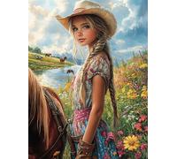 Cowgirl Avec un Cheval Dans le Jardin Fleuri Rompecabezas 300 Piezas Cartón para Mayores Mitos fantásticos para Ocupar Tiempo Actividad Antiestrés Decoración Mural Mejor Valorado 300 PCS