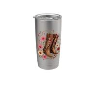 Cowgirl Boots Wildflowers Country Concert Western Vaso térmico de acero inoxidable de doble pared