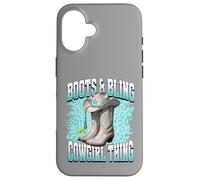 Cowgirl Boots with Classic Embroidered Boots & Bling Cowgirl Carcasa para iPhone 16