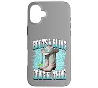 Cowgirl Boots with Classic Embroidered Boots & Bling Cowgirl Carcasa para iPhone 16 Plus