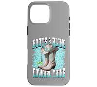 Cowgirl Boots with Classic Embroidered Boots & Bling Cowgirl Carcasa para iPhone 16 Pro Max