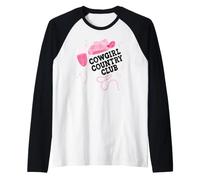 Cowgirl Country Club Pink Cowboy Outfits Bachelorette Party Camiseta Manga Raglan