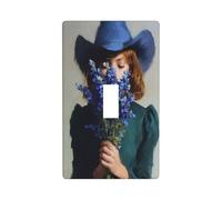 Cowgirl Holding A Bouquet of Blue Flowers - Cubierta decorativa para interruptor de luz, 1 interruptor, placa de pared para cocina, granja, dormitorio, baño, decoración artística