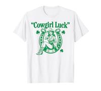 Cowgirl Luck Horseshoe St Paticks Day Chicas Mujeres Camiseta