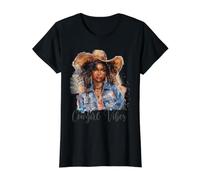 Cowgirl Vibes Melanin Cowgirls African American Camiseta gráfica económica, Mujer, Negro, XL