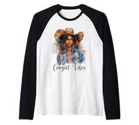 Cowgirl Vibes Melanin Cowgirls African American Camiseta Manga Raglan