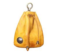 Cowhide Purse - Leather Purse | Drawstring Purse | Leather Drawstring Coin Purse, Coin Organizer For Men & Women, Durable Leather Purse For Long-Lasting Use, Small Pouch For Keys And Coinss, amarillo