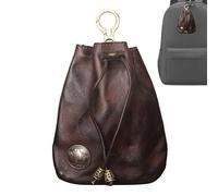 Cowhide Purse - Leather Purse | Drawstring Purse | Leather Drawstring Coin Purse, Coin Organizer For Men & Women, Durable Leather Purse For Long-Lasting Use, Small Pouch For Keys And Coinss, marrón