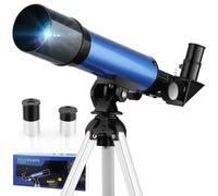 Cowiewie Telescopio para niños, telescopios al aire libre, astronomía espacial para principiantes, incluye dos oculares, refractor portátil con trípode de regalo