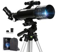 Cowiewie Telescopio refractor telescopio para niños y principiantes, telescopios para adultos, astronomía, apertura de 70 mm, 400 mm, compacto y portátil, viaje con mochila, ver la luna, planetas