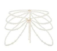 Cowking Cadena de cintura de perlas en capas, cadenas de cuerpo ajustables, cinturones colgantes de perlas, accesorios de joyería para mujeres y niñas, talla única, aleación, cuentas, talla única