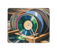 COWMGHLDFL Alfombrilla de ratón con discos de vinilo para ratones inalámbricos, alfombrilla de teclado de computadora con alfombrilla de goma antideslizante para juegos, alfombrilla de escritorio