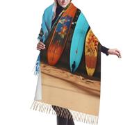COWMGHLDFL Bufanda para mujer, bufanda de invierno, chal, bufanda subacuática de bagre con borlas, bufandas largas con flecos, Tabla de surf Surf's Up, Talla única