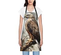 COWMGHLDFL Delantales de cocina para hombres y mujeres, babero con 2 bolsillos, delantales ajustables de ojos azules, baberos de chef para hornear, Halcón sentado en el árbol, Talla única