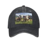 COWMGHLDFL Gorra de béisbol para mujeres y hombres, sombrero de vaquero para papá, lindas vacas relajadas sobre la hierba, gorra de béisbol ajustable, Negro, Talla única