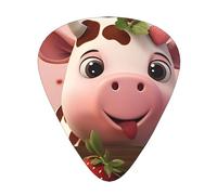 Cows and Strawberries - 12 púas de guitarra por paquete, disponibles en 3 grosores diferentes, adecuadas para guitarras eléctricas, ukeleles, etc.