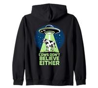 Cows Don't Believe Either Funny UFO Sudadera con Capucha