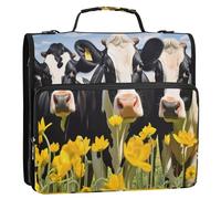 Cows in The Field - Carpeta de archivos con cierre y anillas en D, organizador expandible con correa para el hombro y asa, carpetas de 3 anillos para cartera y funda