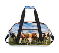 Cows On Summer Meadow - Bolsas de lona para niñas y niños, vacas divertidas durante la noche, bolsa de viaje de fin de semana, bolsa de viaje de 24 L, bolsa de deporte para gimnasio, práctica, color,