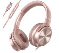 Cowyawn - Auriculares USB C cableados, con cable USB C sobre la oreja, con micrófono, control de volumen, sonido estéreo HD, auriculares USB tipo C plegables para adultos, adolescentes, computadora