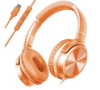 Cowyawn Auriculares USB C con cable, auriculares USB C con cable con micrófono, control de volumen, sonido estéreo HD, auriculares plegables USB tipo C para adultos/adolescentes/portátil/computadora