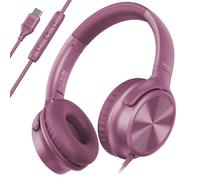 Cowyawn Auriculares USB C con cable, auriculares USB C con cable con micrófono, control de volumen, sonido estéreo HD, auriculares plegables USB tipo C para adultos/adolescentes/portátil/computadora