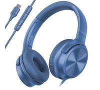 Cowyawn Auriculares USB C con cable, auriculares USB C con cable con micrófono, control de volumen, sonido estéreo HD, auriculares plegables USB tipo C para adultos/adolescentes/portátil/computadora