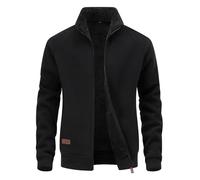 CoXuantion Chaqueta de Forro Polar para Hombre con Cremallera Completa Invierno Cuello Alto Caliente Deportes Chaqueta Ligero Manga Larga para Senderismo Trekking XL,Negro