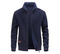 CoXuantion Chaqueta de Forro Polar para Hombre con Cremallera Completa Invierno Cuello Alto Caliente Deportes Chaqueta Ligero Manga Larga para Senderismo Trekking XL,Azul