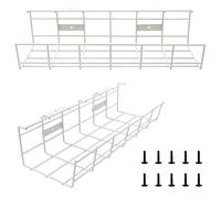 COYACOOL Bandeja de cables para debajo del escritorio, paquete de 2 conductos para gestión de cables. Organizador de alambre de metal para oficina, estudio y hogar. Organizador de cables súper