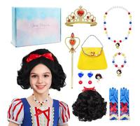 COYBTO Princesa Vestir Accesorios, Princesa Disfraces Accesorios, Joyas para Niñas con Peluca Collar Pulsera, Regalo para Niñas Carnaval Fiesta Cosplay