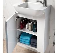 Coycama Mueble de baño Versa suspendido a Pared Fondo Reducido 1 Puerta y Lavabo Cerámico (Blanco Brillo, 45)