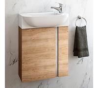 Coycama Mueble de baño Versa suspendido a Pared Fondo Reducido 1 Puerta y Lavabo Cerámico (Roble Natural, 45)