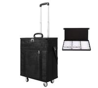 COYEUX Maleta de Viaje para Guardar Gafas, Estuche portátil para Gafas de Sol de Viaje, con 180 Compartimentos y Ruedas, Tela Oxford, Soporte para múltiples Pares de Gafas