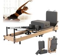 COYEUX Máquina reformadora de Pilates Plegable, máquina reformadora de Pilates de Madera, Entrenamiento de Ejercicio de Equilibrio de Estiramiento, para Resistencia Corporal reformadora