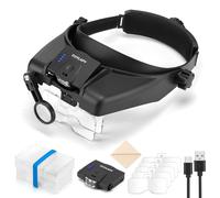 COYLAPY Lupas con luz, lupas versátiles para trabajos cercanos, 1 x 14 x lupa de diadema con 5 lentes y dos lámparas LED, visera de lupa para joyeros manos libres para pasatiempos, manualidades