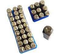 Coyoax Juego de 37 números y letras de 5 mm, letras del alfabeto A-Z, número 0 - 9, sello de amor para metal, plástico, madera, cuero, bricolaje