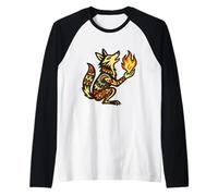 Coyote roba Fuego Leyenda nativa Americana Camiseta Manga Raglan