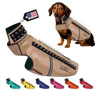 CoyoteVest SpikeVest Arnés para Perros pequeños, Chaleco Reflectante con Pinchos para Proteger a tu Mascota de halcones, Coyotes, Rapaces y ataques de Animales, Fabricado en EE. UU., marrón Texas, L