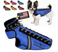 CoyoteVest SpikeVest Arnés para perros pequeños, chaleco reflectante con pinchos para proteger a tu mascota de halcones, coyotes, rapaces y ataques de animales, fabricado en EE. UU., azul real, XS
